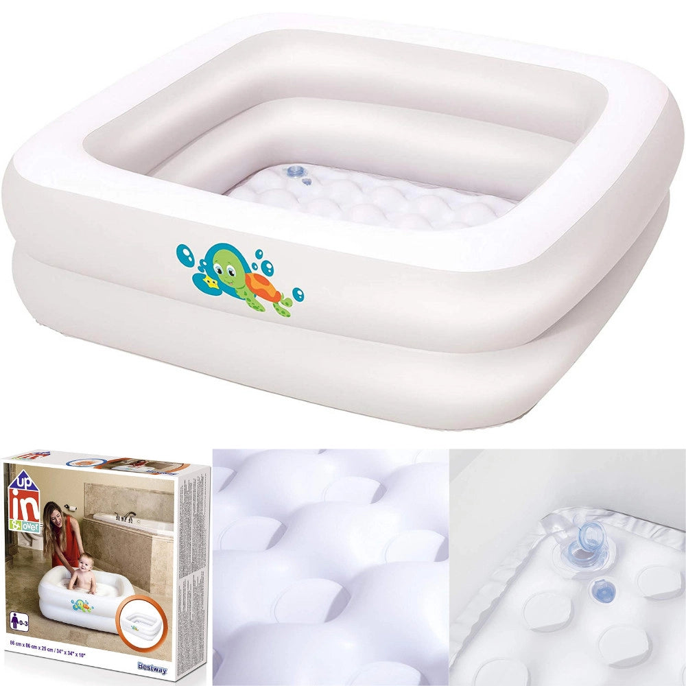 Trade Shop - Piscinetta Bagnetto Gonfiabile Per Bambini Portatile 86x86x25 Cm Viaggio 51116 -