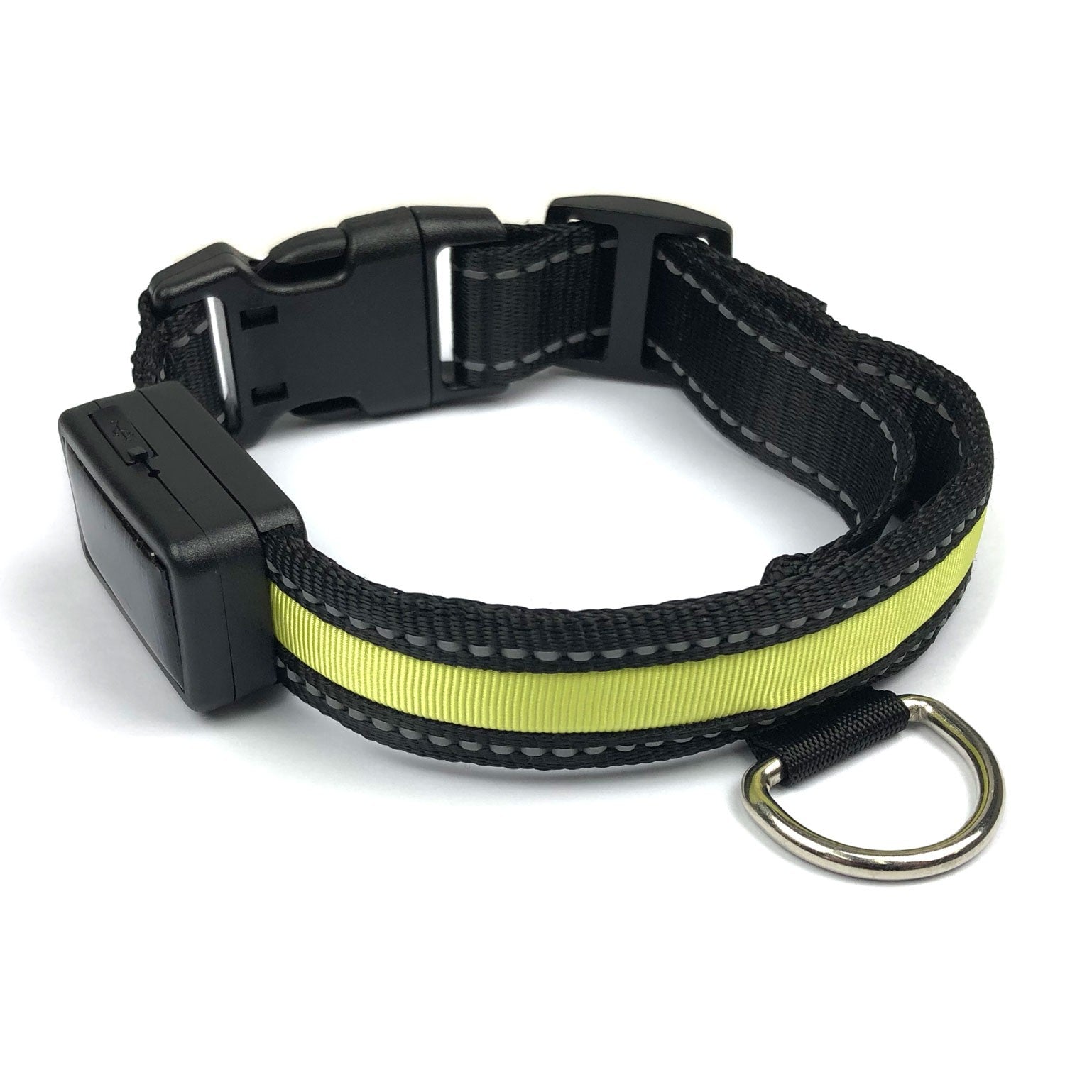 Collare luminoso a LED Taglia L per cani a ricarica solare e usb Giallo