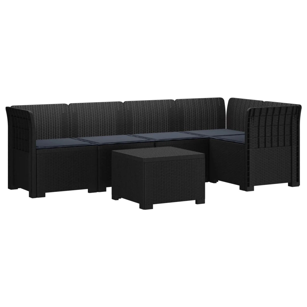Divano da Giardino 5 Posti con Cuscini Stile Rattan PP 3444073