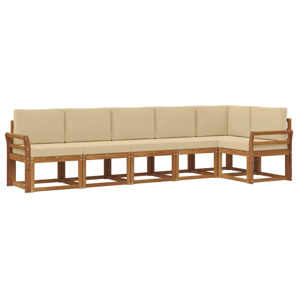 Set di divani da esterno con cuscino 6 pcs Naturale e Beige