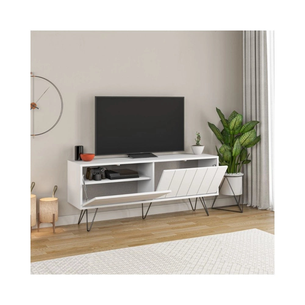 Mobile porta Tv con due ante a ribalta Piccadilly 139x36x57 colore bianco