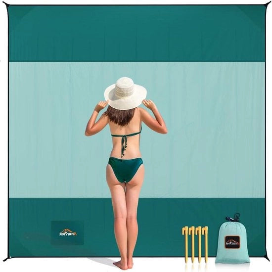 Tappeto da Spiaggia Extra Grande 200 x 200 cm Assorbe L'Acqua Leggero e Resistente per Campeggio, Picnic e Giardino