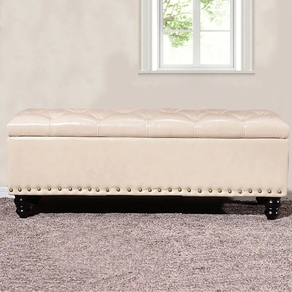 Panca Contenitore in Similpelle Cassapanca Capiente Beige