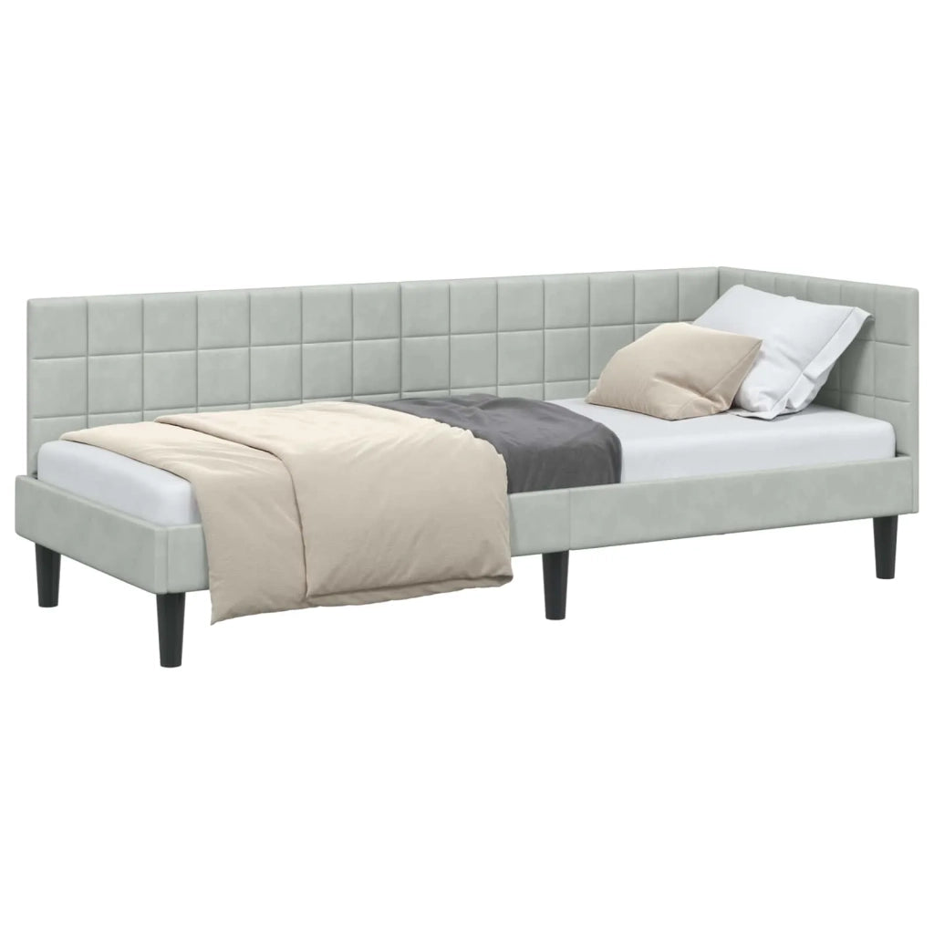 Letto singolo | Letto per adulti | Cornice del letto ad angolo Grigio chiaro 80 cm x 200 cm