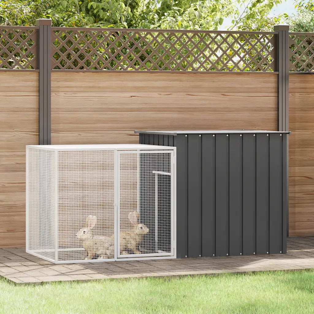 Gabbia per Conigli Antracite 200x91x100 cm Acciaio Zincato 3155527