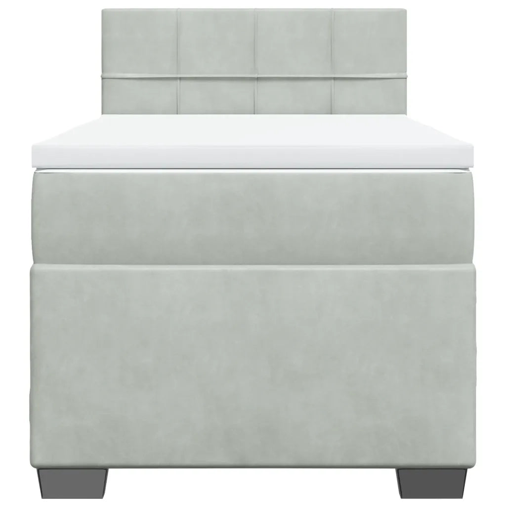 Giroletto a Molle con Materasso Grigio Chiaro 90x190 cm Velluto
