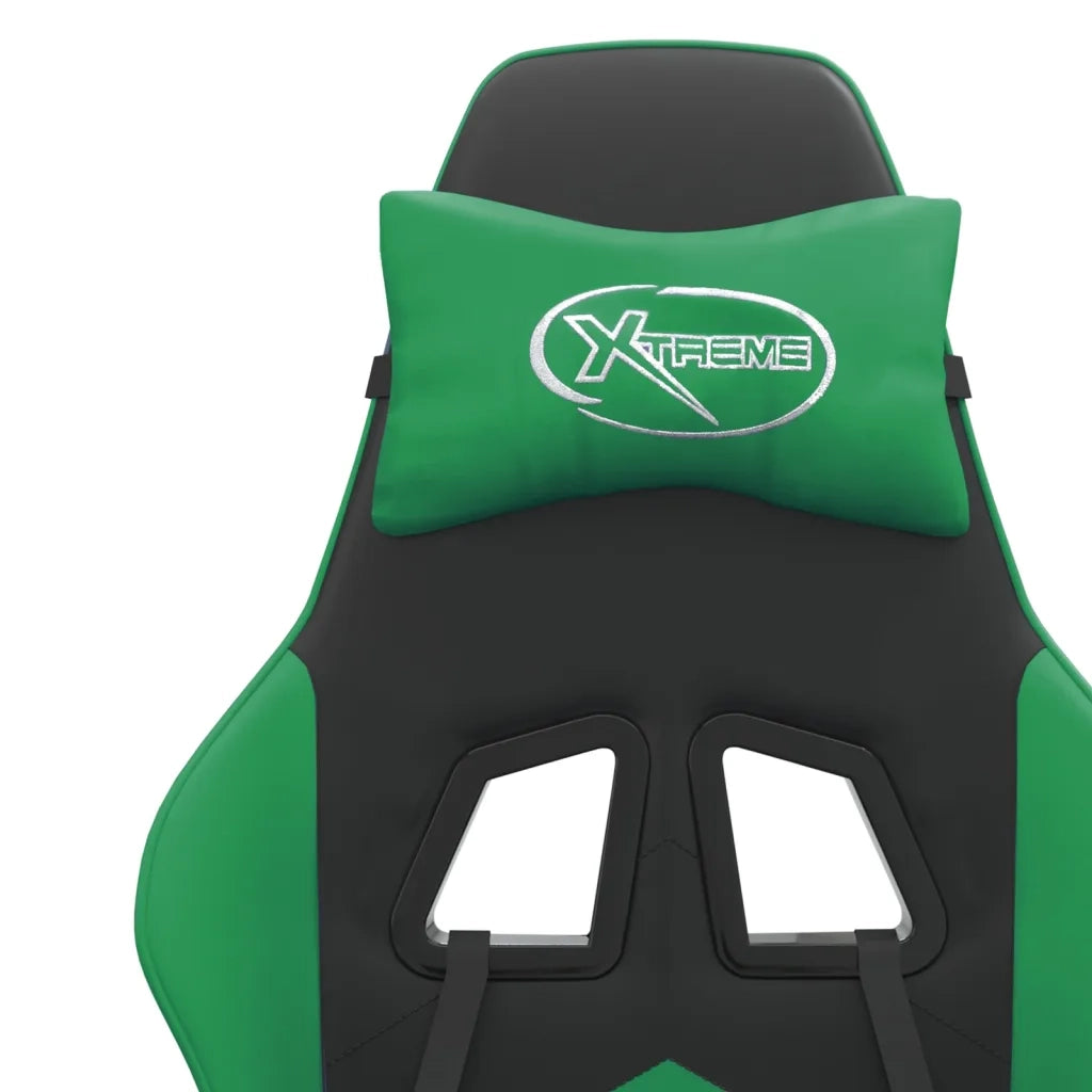 Sedia da Gaming Girevole con Poggiapiedi Nero Verde Similpelle cod mxl 77175