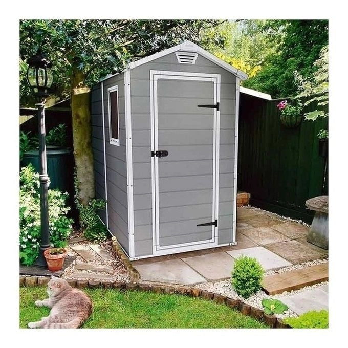 Keter 7802.280 Manor Casetta da Giardino in Resina con Pavimento e Finestra 130x192x198 cm colore Grigio