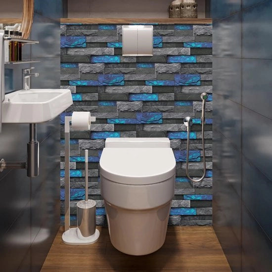 Decorazione per Parete - 12 Stucchi - Impermeabile - Autoadesivi - Effetto Pietra/Blocco di Pietra 3D - Facile da Installare - Ambientalmente Pieno - Decorazione per Parete