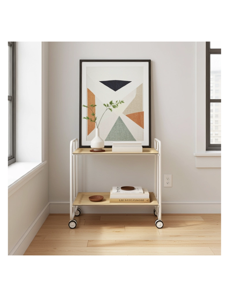 Carrello da cucina pieghevole bianco con ruote BAUHAUS 2 ripiani