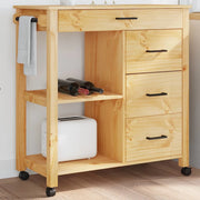 Carrello da Cucina MONZA 84x40x88,5 cm in Legno Massello di Pino 376115
