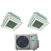 Climatizzatore Condizionatore Daikin Bluevolution Inverter Dual Split a Cassetta FFA-A 9+9 con 2MXM50A R-32 Wi-Fi Optional Con Griglia Bianca Inclusa 9000+9000 Garanzia Italiana