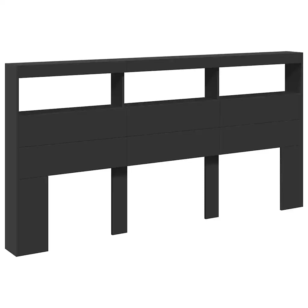 Testiera | Testata con Contenitore a LED Nera 200x17x102 cm