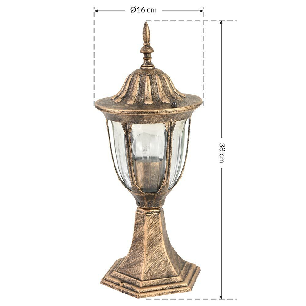 Lampione Vittoriano Classico da Giardino Lampada Esterno Alluminio e Vetro 30cm