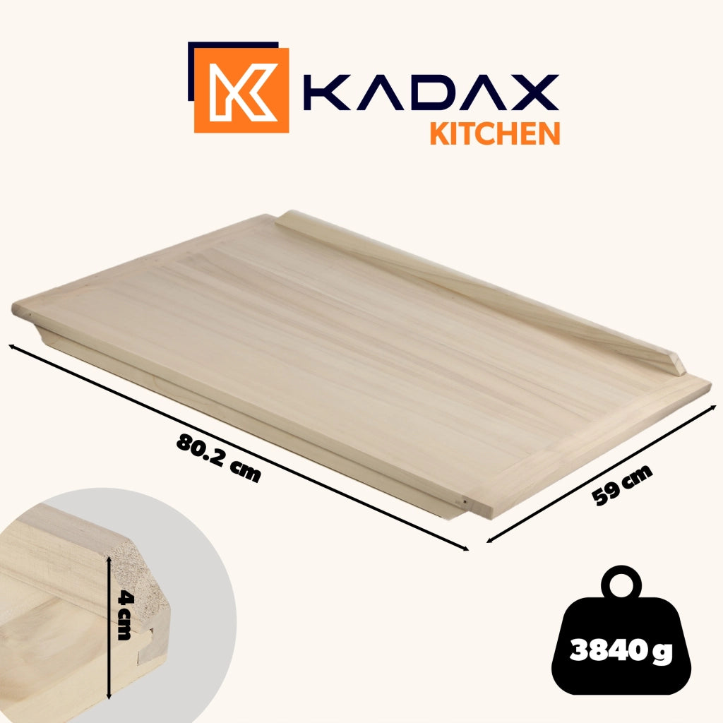Tagliere da pasticceria grande in legno KADAX 80x60cm XXL monofacciale in legno massello per cucina