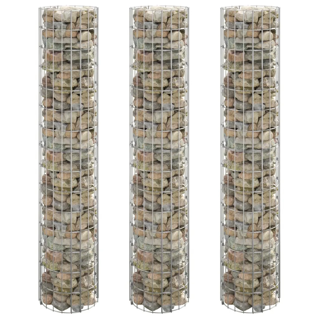 Fioriere Gabbione Circolare 3 pz in Acciaio Zincato Ø30x150 cm 152021