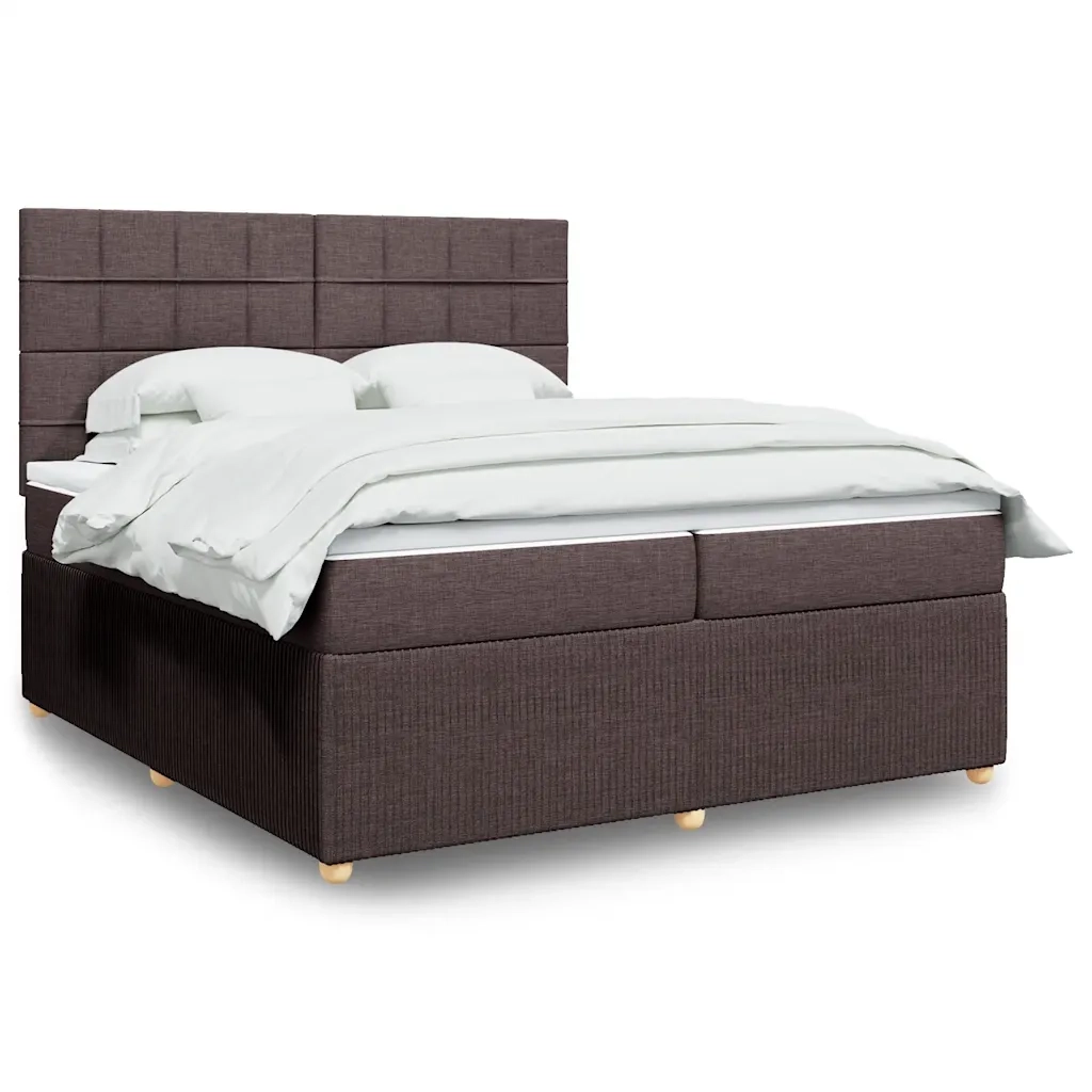 vidaXL Giroletto a Molle con Materasso Marrone Scuro 200x200cm Tessuto