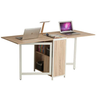 Tavolo Scrivania con Libreria Richiudibile Allungabile a Scomparsa Legno Acciaio