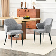 Set di 2 sedie da pranzo in tessuto grigio con gambe in metallo nero e schienale avvolgente