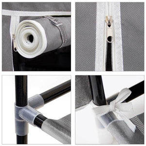 Scarpiera Salvaspazio 10 Ripiani 45 Paia Scaffale Acciaio e Tessuto TNT Grigio