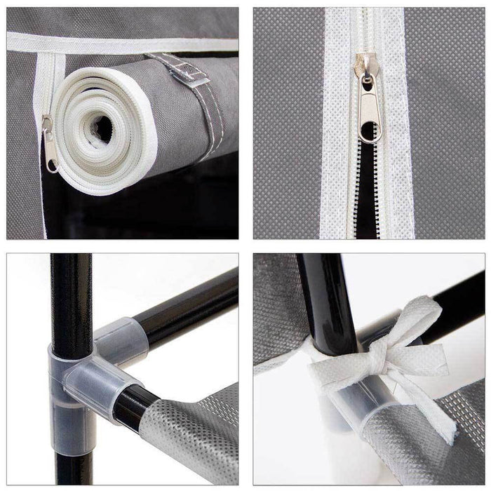 Scarpiera Salvaspazio 10 Ripiani 45 Paia Scaffale Acciaio e Tessuto TNT Grigio