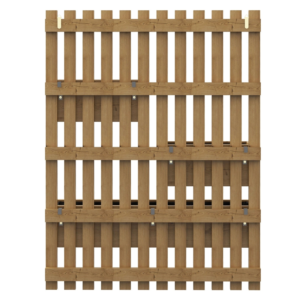 Fioriera Verticale a Doghe 60x16x80 cm con 3 Vasi Rimovibili in Legno di Abete Marrone Bruciato