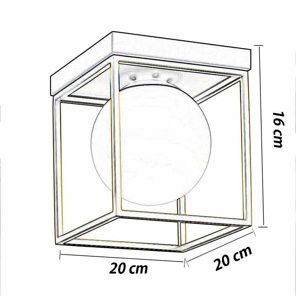 Plafoniera lampada soffitto minimalista in metallo nero bronzo con 1 sfera palla bianca attacco LED G9