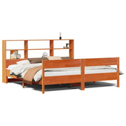 Letto matrimoniale | Letto per adulti | Letto Libreria senza Materasso Marrone Cera 200x200 cm in Pino