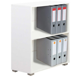 Mobile Mobiletto Libreria a Scaffali 2 Ripiani In Legno Bianco 77x60x31 cm