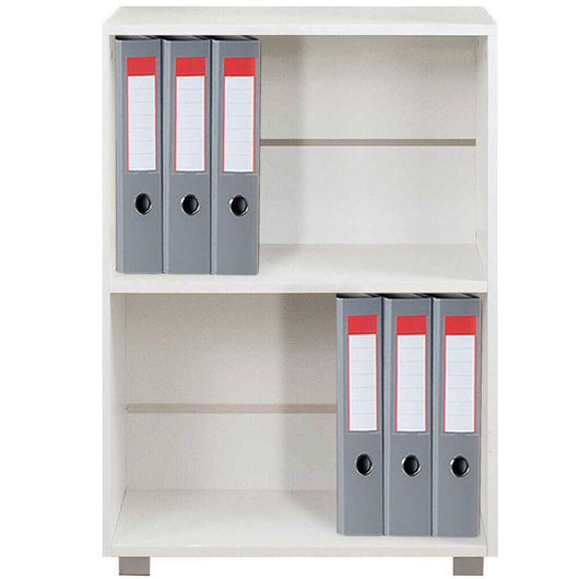 Mobile Mobiletto Libreria a Scaffali 2 Ripiani In Legno Bianco 77x60x31 cm