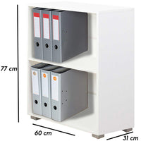 Mobile Mobiletto Libreria a Scaffali 2 Ripiani In Legno Bianco 77x60x31 cm