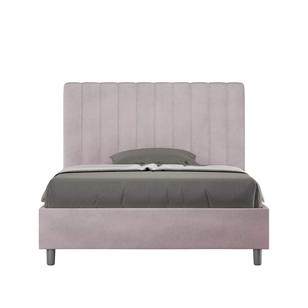 Letto una piazza e mezza senza rete imbottito 120x190 microfibra glicine Agueda
