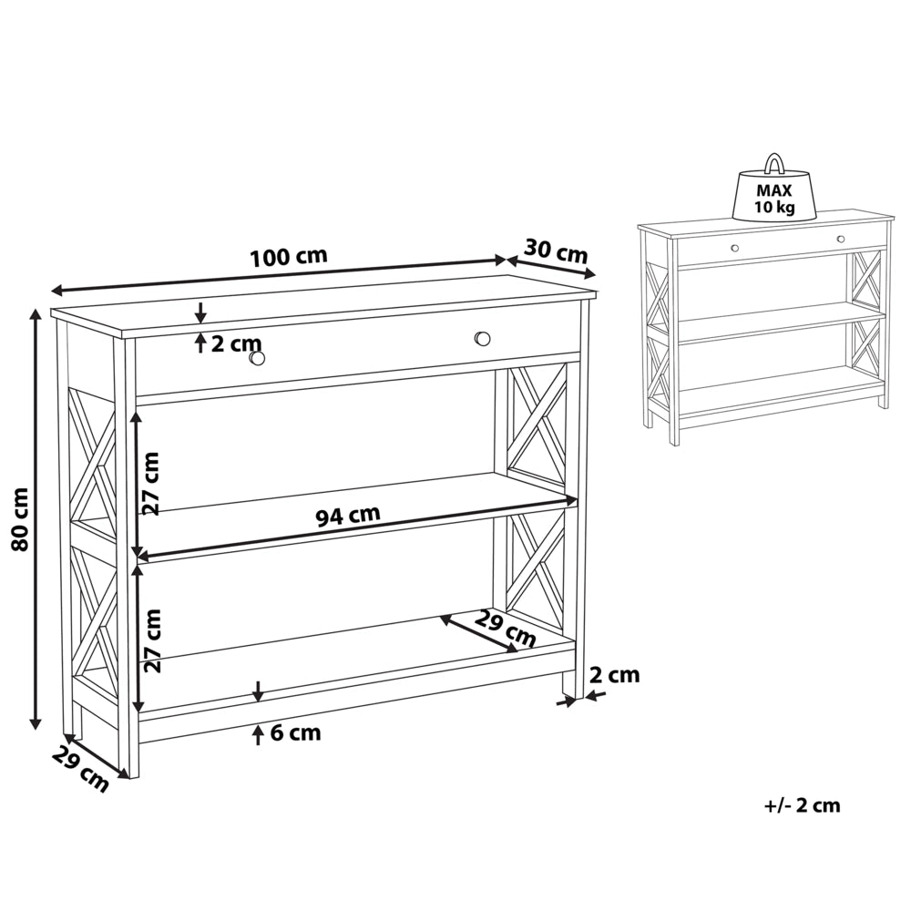 Console Madia credenza Nera 80 x 100 x 30 cm credenza 1 Cassetto 2 Ripiani Country