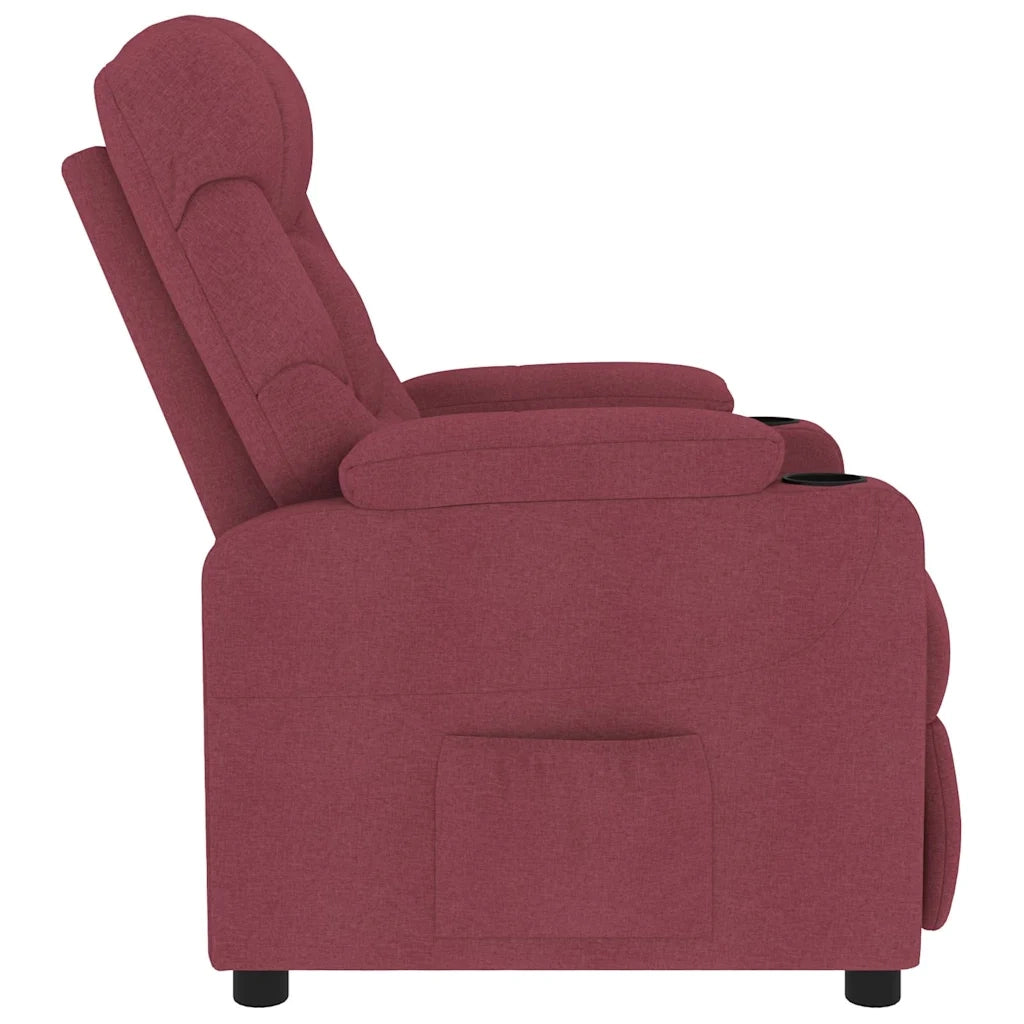 Poltrona Massaggiante Elettrica Rosso Vino in Tessuto 339095