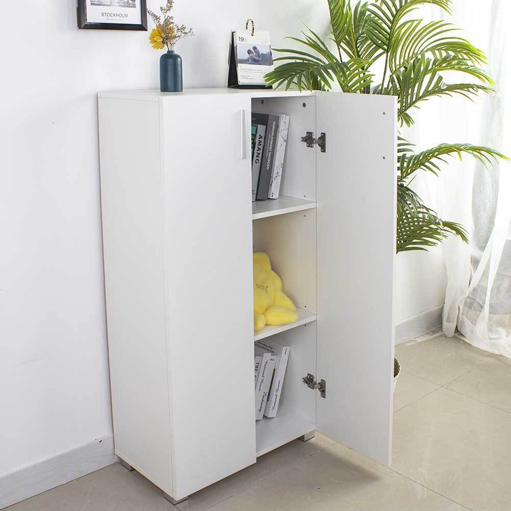 Mobile Armadio 3 Ripiani Due Ante Design Moderno Casa Ufficio Bianco 115x60x31