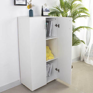 Mobile Armadio 3 Ripiani Due Ante Design Moderno Casa Ufficio Bianco 115x60x31