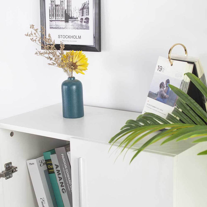 Mobile Armadio 3 Ripiani Due Ante Design Moderno Casa Ufficio Bianco 115x60x31