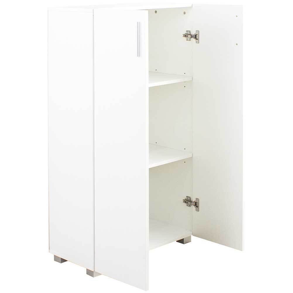 Mobile Armadio 3 Ripiani Due Ante Design Moderno Casa Ufficio Bianco 115x60x31