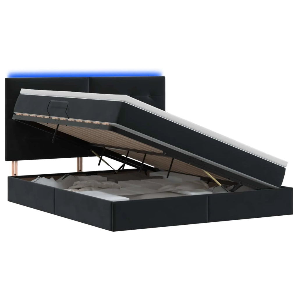 Letto con contenitore LED e materasso Nero 160 x 200 cm Velluto 3460142