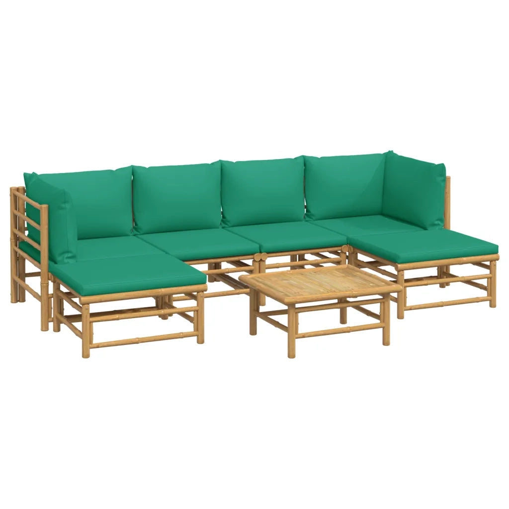 Set Salotto da Giardino 7pz con Cuscini Verdi BambÃ¹cod mxl 124234