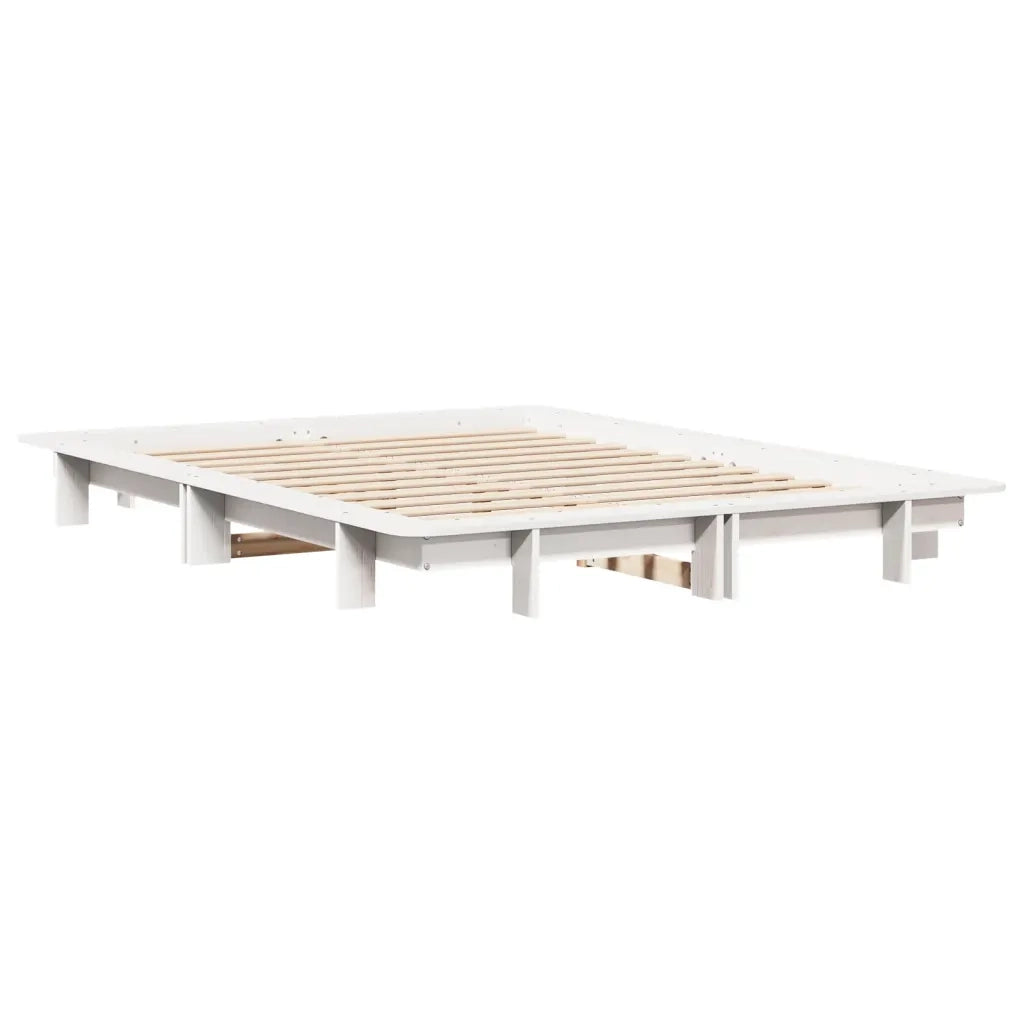 Letto senza Materasso Bianco 120x190 cm Legno Massello di Pino 850678