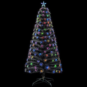 Albero di natale Luminoso 180cm con Luci LED Fibra Ottica Multicolor Innevato