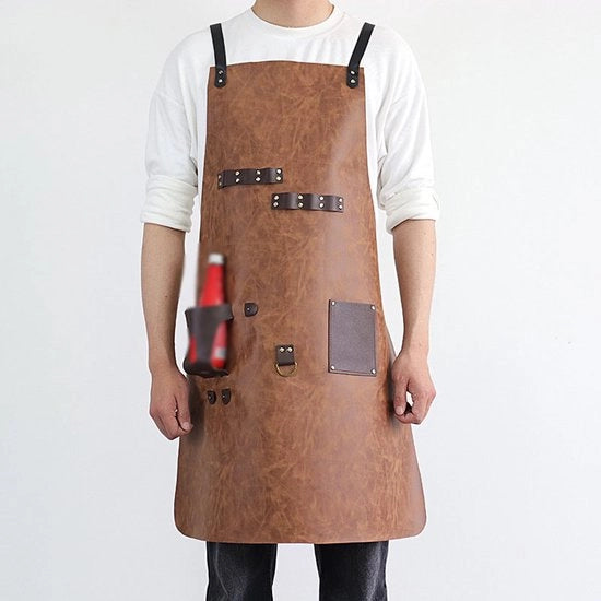Schort per BBQ esterno, multifunzionale, impermeabile, set per bottiglie di vino da picnic, stile marrone 2