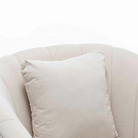 Poltrona Sedia Relax in Tessuto e Metallo Imbottita Design Moderno Beige Oro