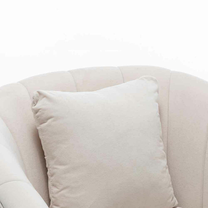 Poltrona Sedia Relax in Tessuto e Metallo Imbottita Design Moderno Beige Oro