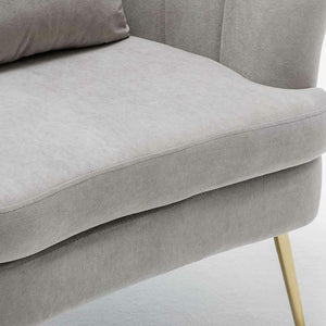 Poltrona Sedia Relax in Tessuto e Metallo Imbottita Design Moderno Grigio Oro