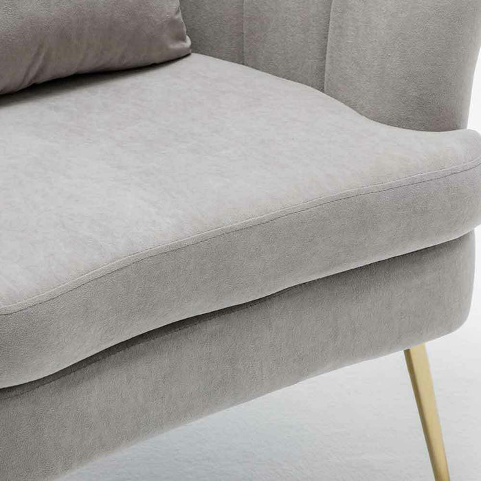 Poltrona Sedia Relax in Tessuto e Metallo Imbottita Design Moderno Grigio Oro