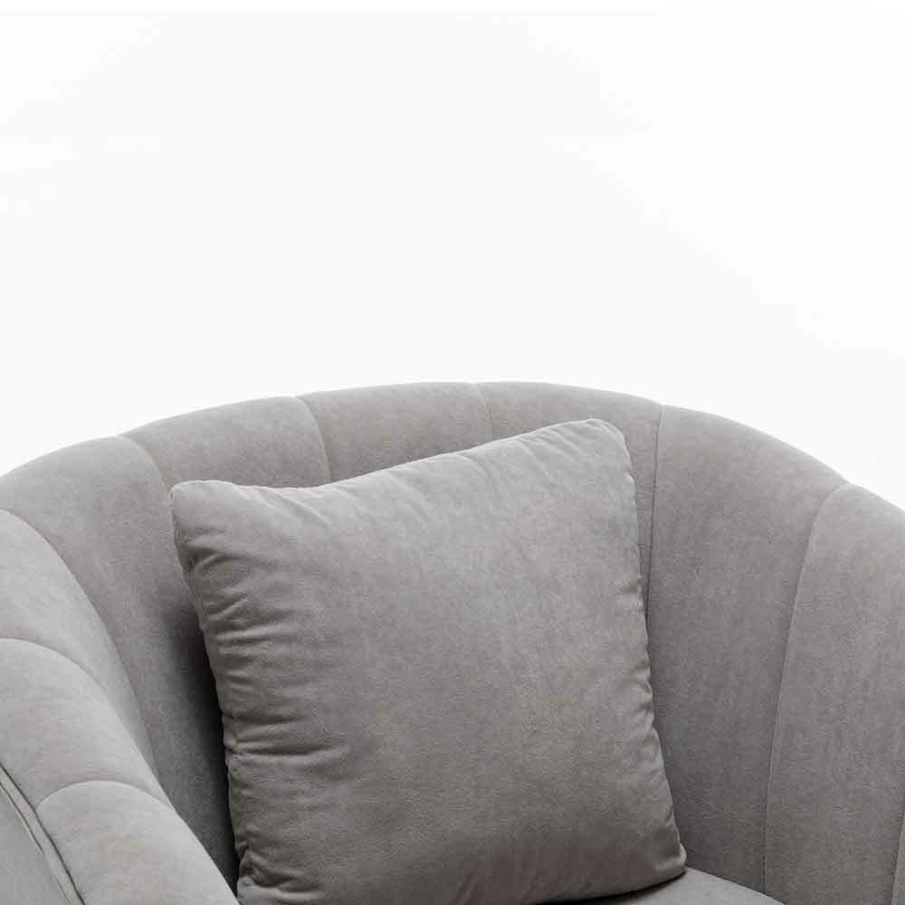 Poltrona Sedia Relax in Tessuto e Metallo Imbottita Design Moderno Grigio Oro