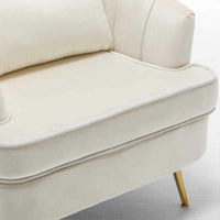 Poltrona Sedia Relax in Tessuto e Metallo Imbottita Design Moderno Beige Oro