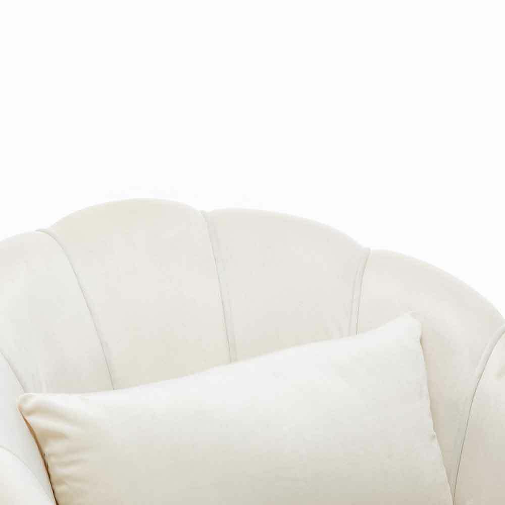 Poltrona Sedia Relax in Tessuto e Metallo Imbottita Design Moderno Beige Oro